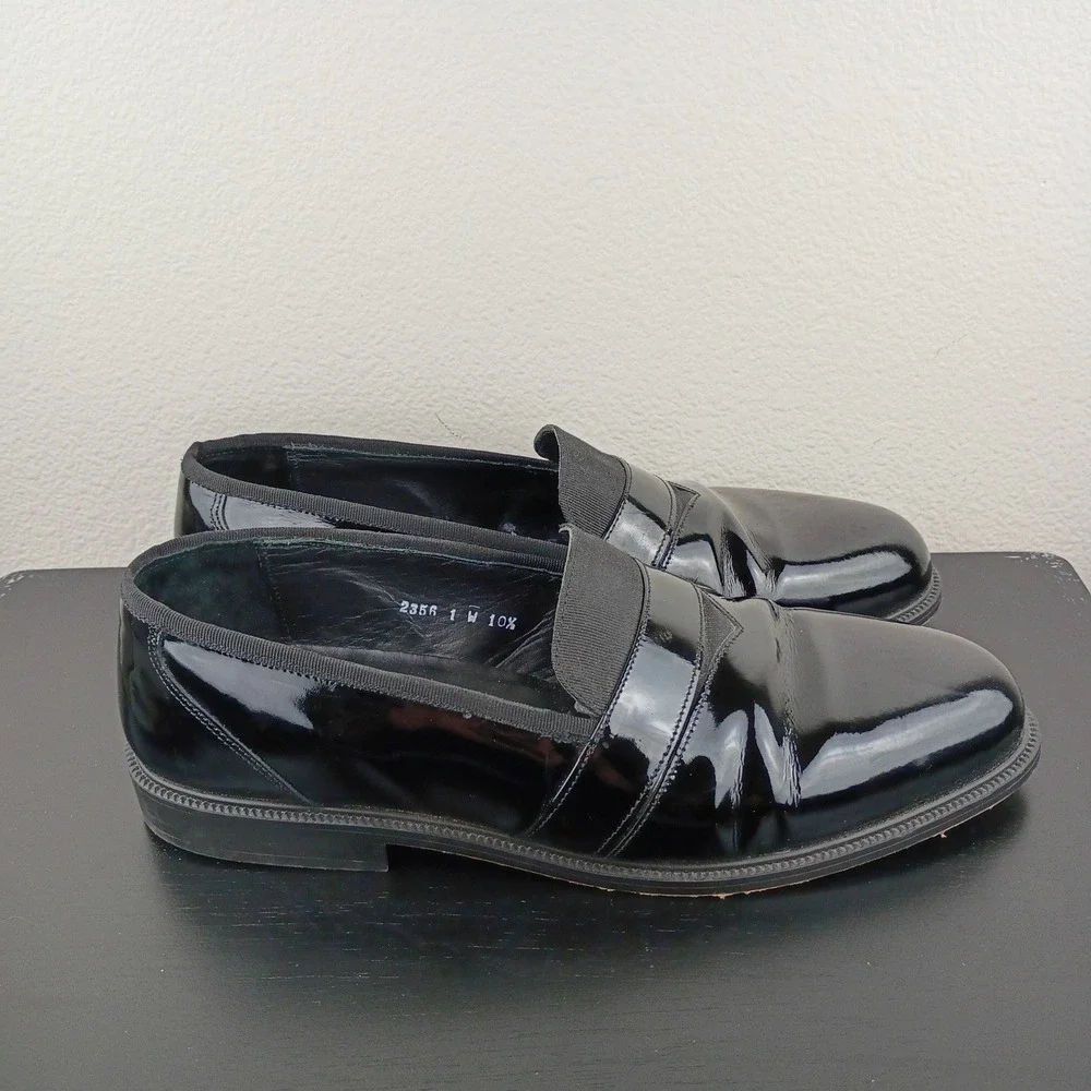 Adolfo Mens Patent Leather Tuxedo Loafers Black Dress Shoes Made in Italy 10.5W